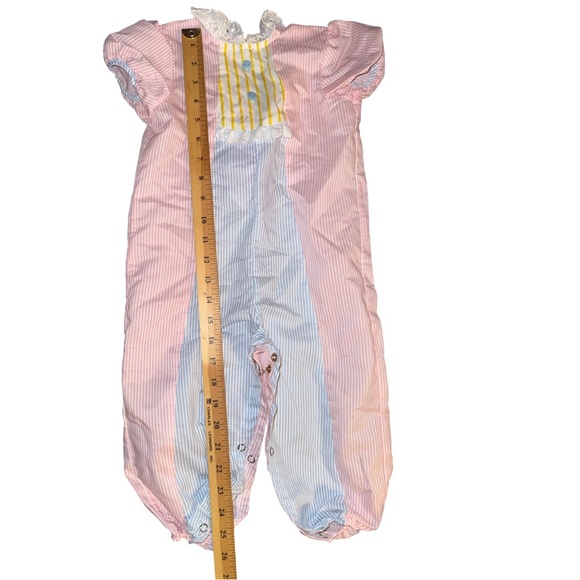 VTG Evy patchwork/pinstripe romper made in USA size 24 months - Picture 3 of 6